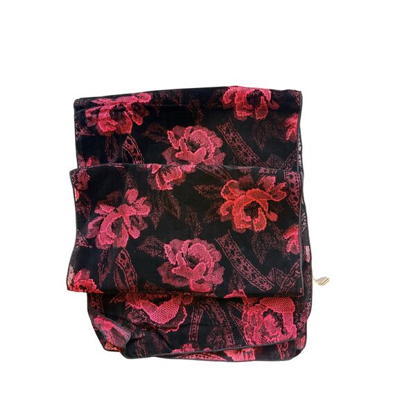 Prange way Accessories - NWT Vintage 90s Velvet Burnout Scarf Prange Way Deadstock Pink Black Floral